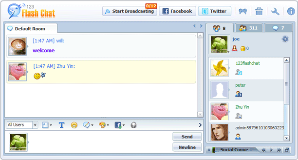 123 flash chat client movida